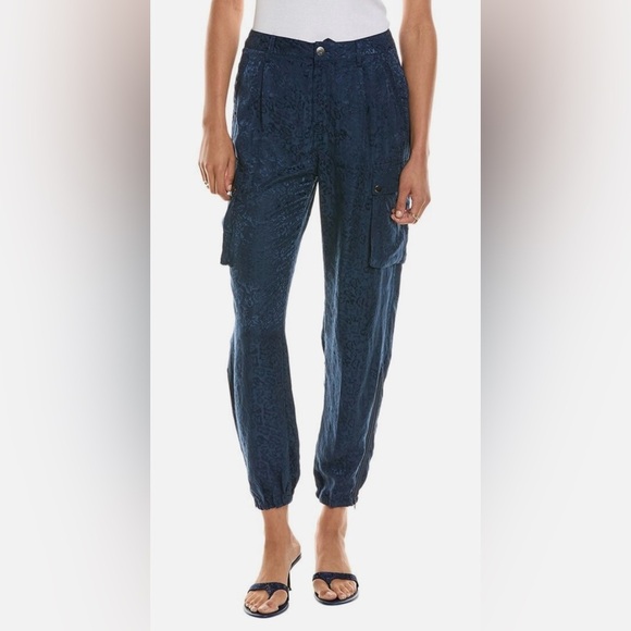 Johnny Was NWT Kiarra Pant Women'sSize 2Navy Blue Cargo Joggers